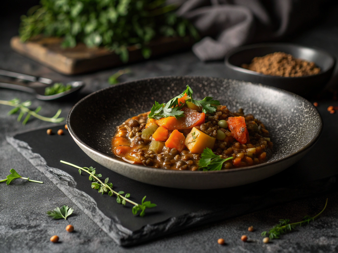 Hautatud läätsed juurviljadega