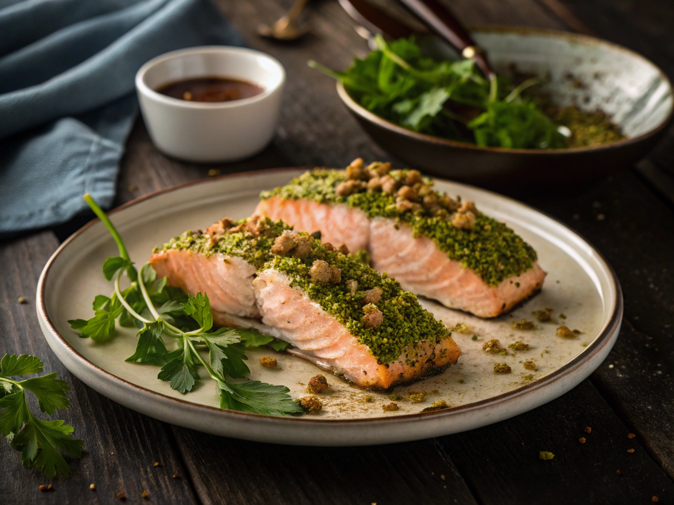 Baked Salmon with Pistachio and Herb Crust